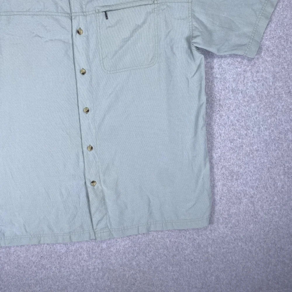 The North Face Button Up Shirt Mens XL Green Short Sleeve Hiking Vented